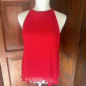 Mango Suit Womens Red Ribbed Blouse Top Business‎ Casual Workwear Size XXS